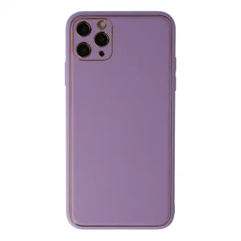 İphone 11 Pro Max Kılıf Coco Deri Silikon Kapak - Lila
