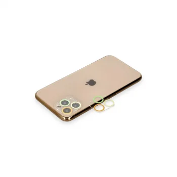 Apple İphone 11 Pro Renkli Kamera Lens Koruma Cam - Sarı-turuncu