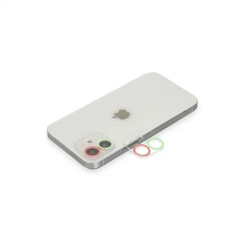 Apple İphone 11 Renkli Kamera Lens Koruma Cam - Yeşil-pembe