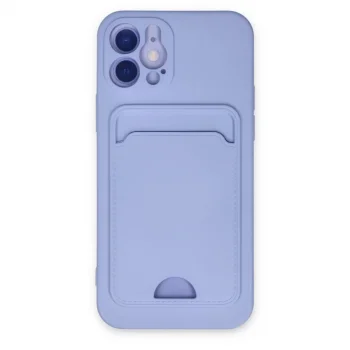 Apple İphone 12 Kılıf Kelvin Kartvizitli Silikon - Lila