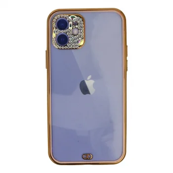 Apple İphone 12 Kılıf Liva Taşlı Silikon - Pembe