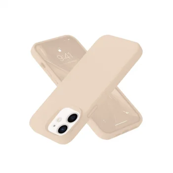 Apple İphone 12 Kılıf Nano İçi Kadife Silikon - Pudra