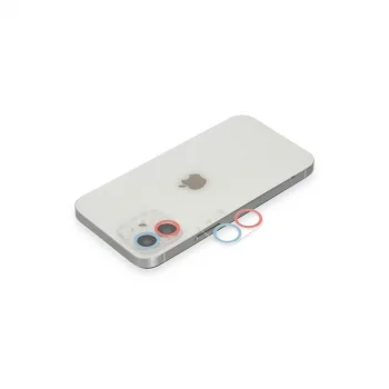 Apple İphone 12 Mini Renkli Kamera Lens Koruma Cam - Pembe-mavi