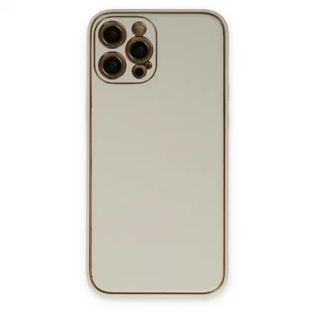 İphone 12 Pro Kılıf Coco Deri Silikon Kapak - Beyaz