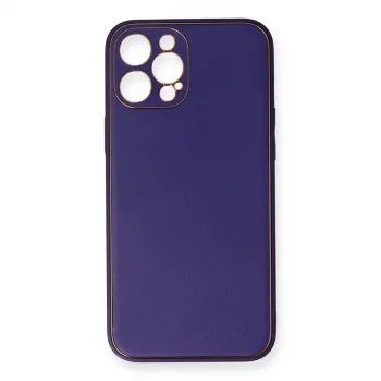 İphone 12 Pro Kılıf Coco Deri Silikon Kapak - Mor