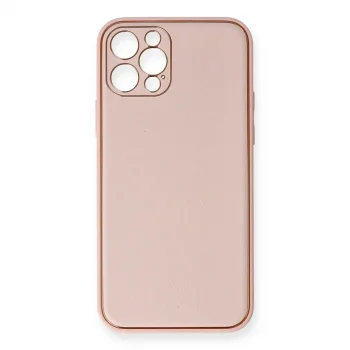 İphone 12 Pro Kılıf Coco Deri Silikon Kapak - Pembe