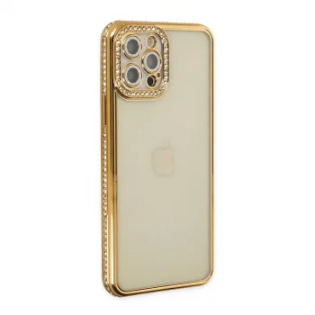 Apple İphone 12 Pro Kılıf Joke Taşlı Silikon - Gold
