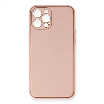İphone 12 Pro Max Kılıf Coco Deri Silikon Kapak - Pembe