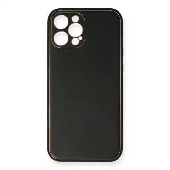 İphone 12 Pro Max Kılıf Coco Deri Silikon Kapak - Siyah
