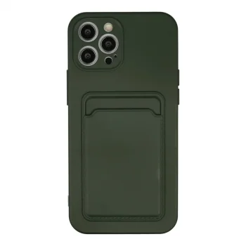 Apple İphone 12 Pro Max Kılıf Kelvin Kartvizitli Silikon - Koyu Yeşil