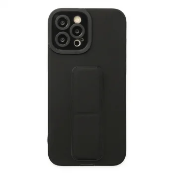 Apple İphone 12 Pro Max Kılıf Mega Standlı Silikon - Siyah