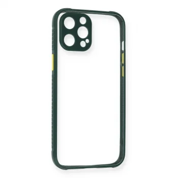İphone 12 Pro Max Kılıf Miami Şeffaf Silikon - Koyu Yeşil