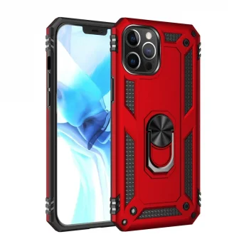 Apple İphone 12 Pro Max Kılıf Sofya Yüzüklü Silikon Kapak - Kırmızı