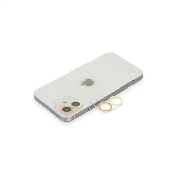 Apple İphone 12 Renkli Kamera Lens Koruma Cam - Sarı-turuncu