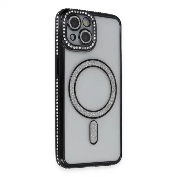 Apple İphone 13 Kılıf Joke Simli Magneticsafe Kılıf - Siyah