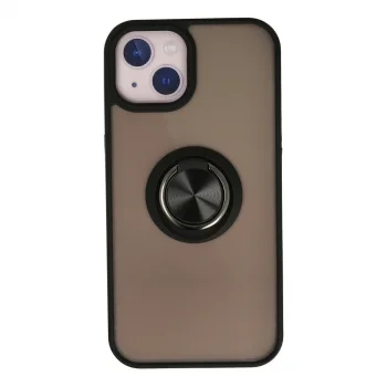 Apple İphone 13 Kılıf Montreal Yüzüklü Silikon Kapak - Siyah