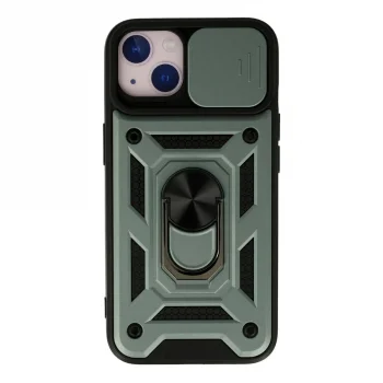 Apple İphone 13 Kılıf Pars Lens Yüzüklü Silikon - Yeşil