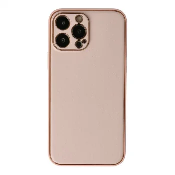 Apple İphone 13 Pro Kılıf Coco Deri Silikon Kapak - Pudra