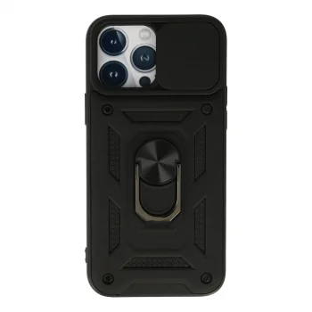 Apple İphone 13 Pro Kılıf Pars Lens Yüzüklü Silikon - Siyah