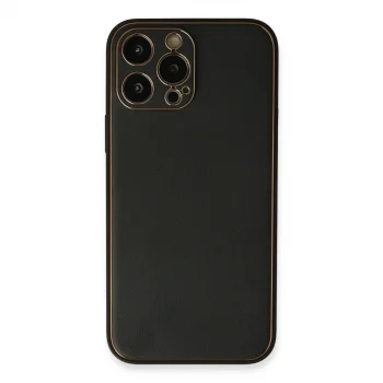 Apple İphone 13 Pro Max Kılıf Coco Deri Silikon Kapak - Siyah