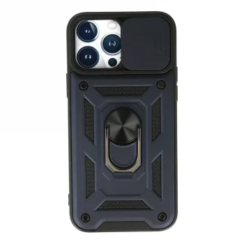 Apple İphone 13 Pro Max Kılıf Pars Lens Yüzüklü Silikon - Lacivert