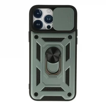 Apple İphone 13 Pro Max Kılıf Pars Lens Yüzüklü Silikon - Yeşil