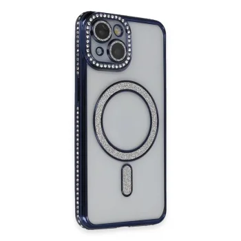 Apple İphone 14 Kılıf Joke Simli Magneticsafe Kılıf - Lacivert