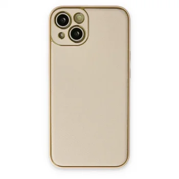 Apple İphone 14 Plus Kılıf Coco Deri Silikon Kapak - Gold