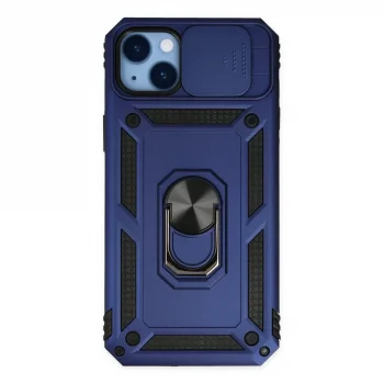 Apple İphone 14 Plus Kılıf Pars Lens Yüzüklü Silikon - Lacivert