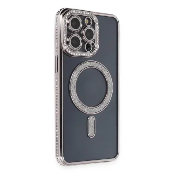 Apple İphone 14 Pro Kılıf Joke Simli Magneticsafe Kılıf - Gri