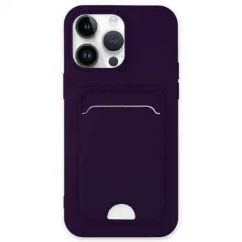 İphone 14 Pro Kılıf Kelvin Kartvizitli Silikon - Derin Mor