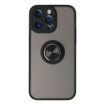 Apple İphone 14 Pro Kılıf Montreal Yüzüklü Silikon Kapak - Siyah