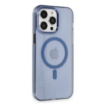 Apple İphone 14 Pro Max Kılıf Tron Şeffaf Magsafe Kapak - Mavi