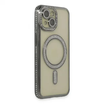Apple İphone 15 Kılıf Joke Simli Magneticsafe Kılıf - Gri