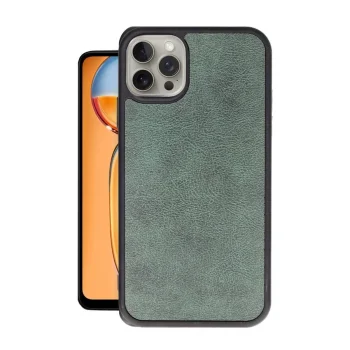 Apple İphone 15 Pro Kılıf Aras Deri Kapak - Koyu Yeşil