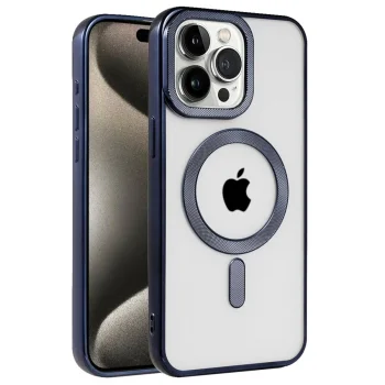 Apple İphone 15 Pro Max Kılıf Kronos Magsafe Kapak - Lacivert