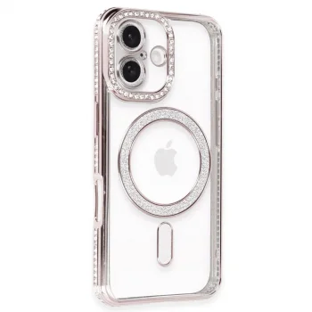 Apple İphone 16 Kılıf Joke Simli Magneticsafe Kılıf - Pembe