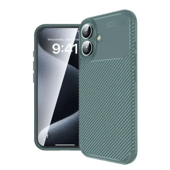 Apple İphone 16 Plus Kılıf Auto Focus Karbon Kapak - Koyu Yeşil