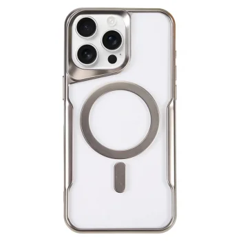 Apple İphone 16 Pro Kılıf Boyi Magsafe Silikon Kapak - Gümüş