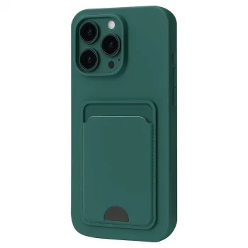 Apple İphone 16 Pro Kılıf Kelvin Kartvizitli Silikon - Koyu Yeşil