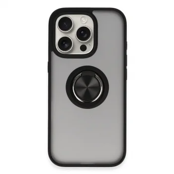 Apple İphone 16 Pro Kılıf Montreal Yüzüklü Silikon Kapak - Siyah