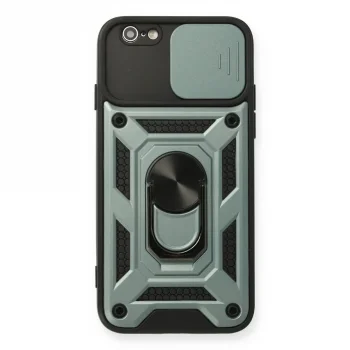 Apple İphone 6 Kılıf Pars Lens Yüzüklü Silikon - Yeşil
