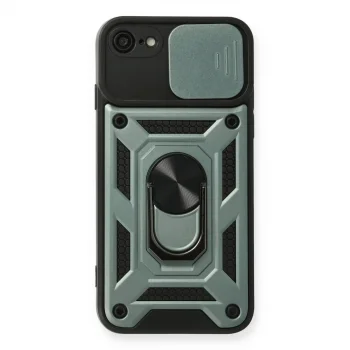 Apple İphone 7 Kılıf Pars Lens Yüzüklü Silikon - Yeşil