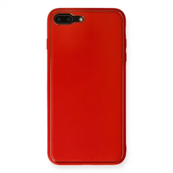 İphone 7 Plus Kılıf Coco Deri Silikon Kapak - Kırmızı
