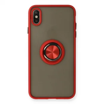 İphone X Kılıf Montreal Yüzüklü Silikon Kapak - Kırmızı