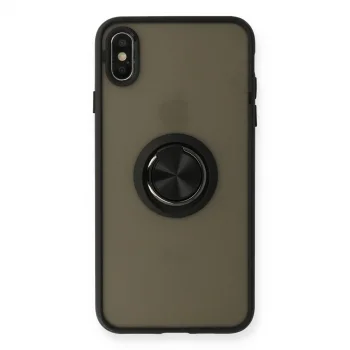 İphone Xs Max Kılıf Montreal Yüzüklü Silikon Kapak - Siyah
