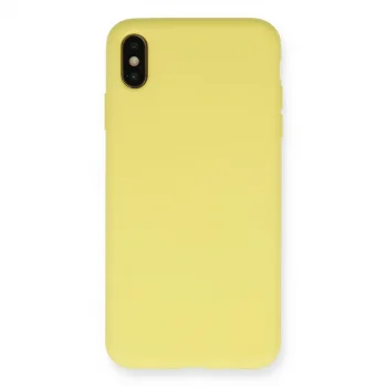 İphone Xs Max Kılıf Nano İçi Kadife Silikon - Mat Sarı