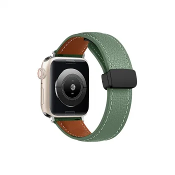 Apple Watch 42mm Kr414 Daks Deri Kordon (saat Değildir) - Koyu Yeşil