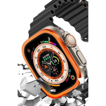 Apple Watch Ultra 49mm Alüminyum Kasa Cam Ekran Koruyucu - Turuncu