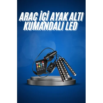 Araç İçi Ayak Altı Led 12 Led Işık Sese Müziğe Duyarlı RGB Işıklı Aydınlatma Seti